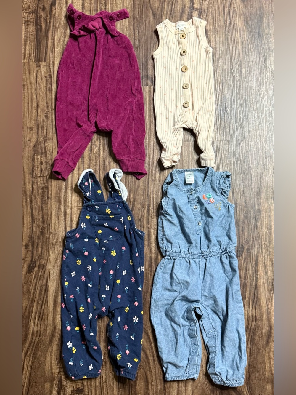 3-6 Months Girls Romper Overalls Lot of 4 Infant Baby Jumpsuit